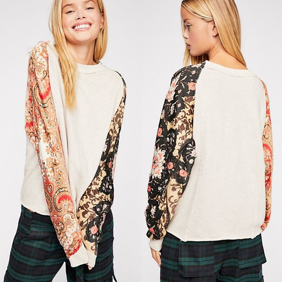 Free People Tops - NWT Free People Vintage Affair Cotton Printed Swea